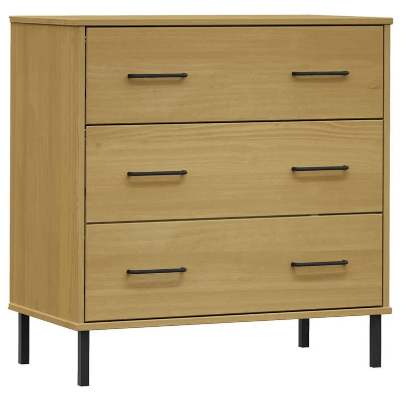 Sideboard with 3 Drawers Brown 77x40x79,5 cm Solid Wood "OSLO
