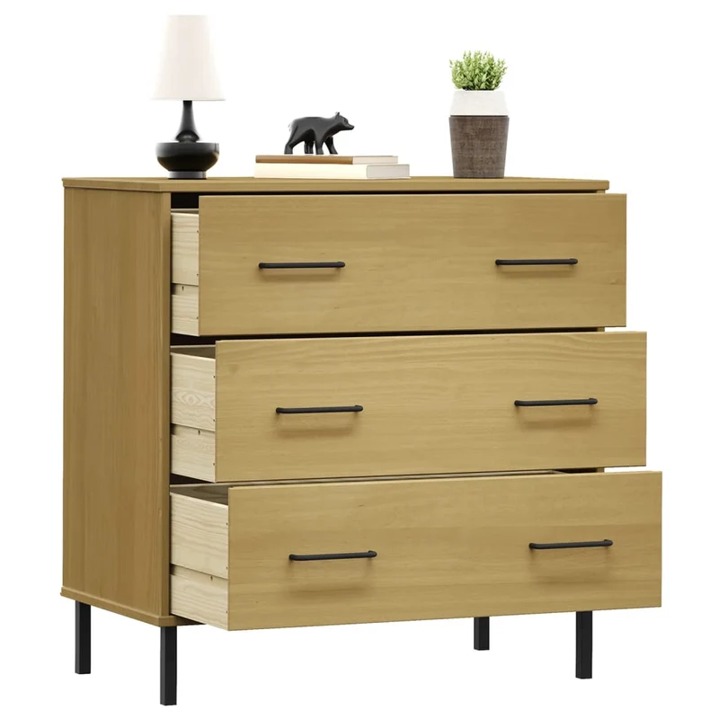 Sideboard with 3 Drawers Brown 77x40x79,5 cm Solid Wood "OSLO