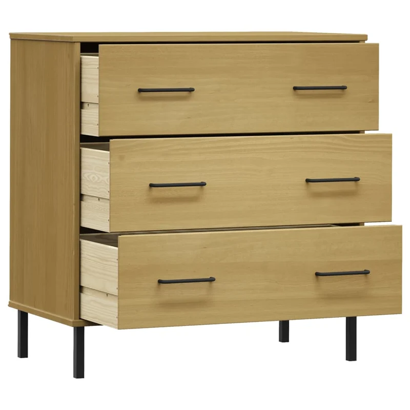 Sideboard with 3 Drawers Brown 77x40x79,5 cm Solid Wood "OSLO