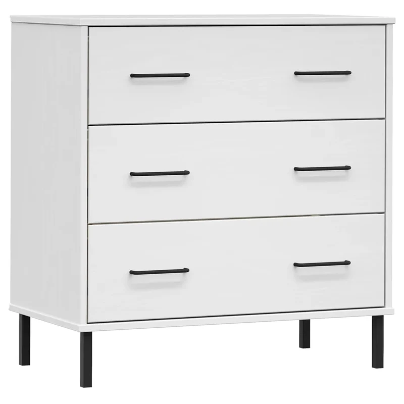 Sideboard with 3 Drawers White 77x40x79,5 cm Solid Wood "OSLO