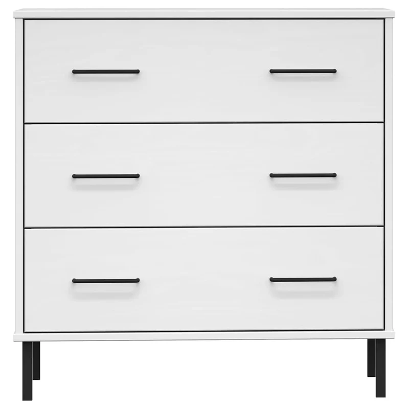 Sideboard with 3 Drawers White 77x40x79,5 cm Solid Wood "OSLO