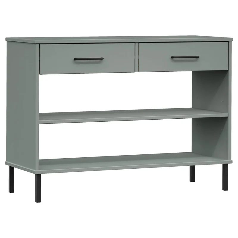 Console Cabinet with Metal Legs Grey Solid Wood Pine "OSLO