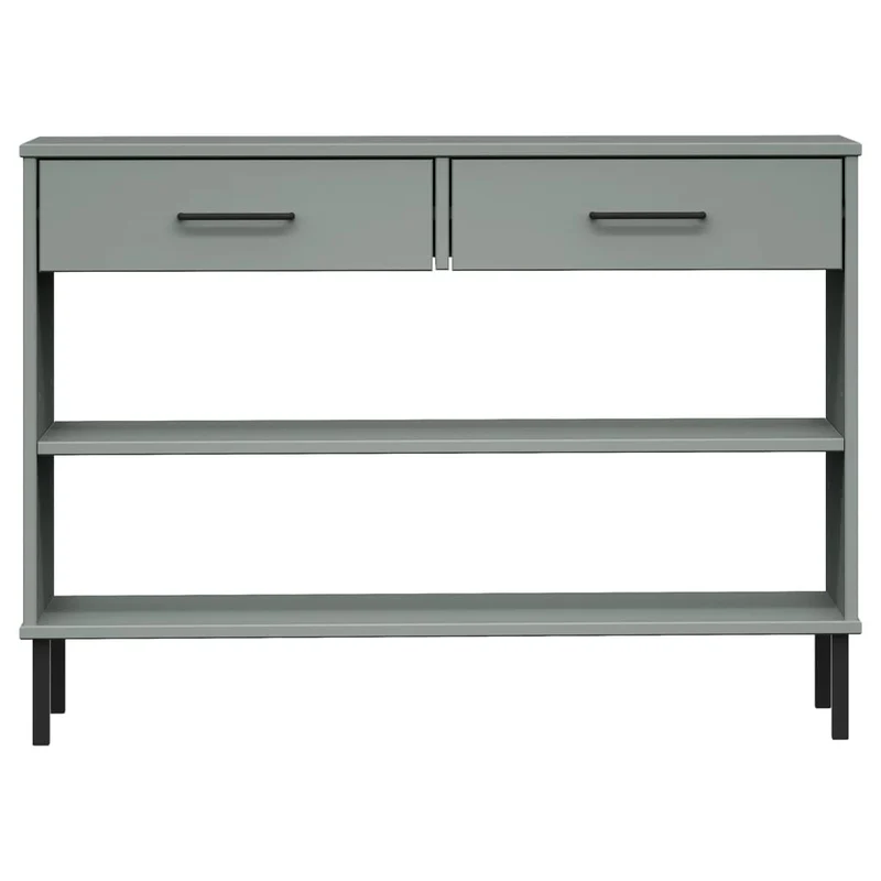 Console Cabinet with Metal Legs Grey Solid Wood Pine "OSLO