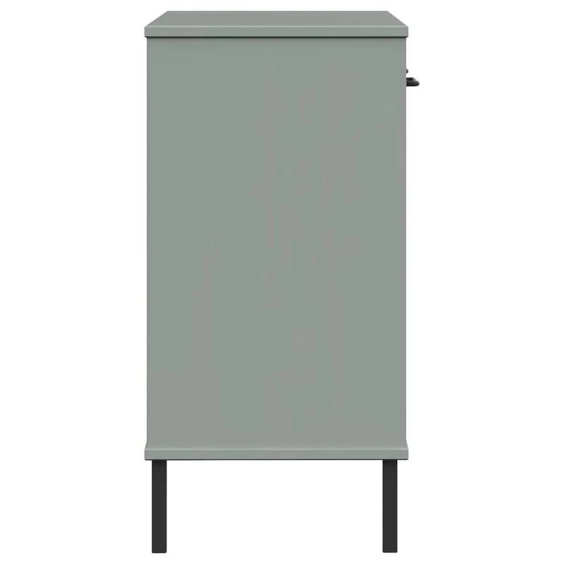 Console Cabinet with Metal Legs Grey Solid Wood Pine "OSLO