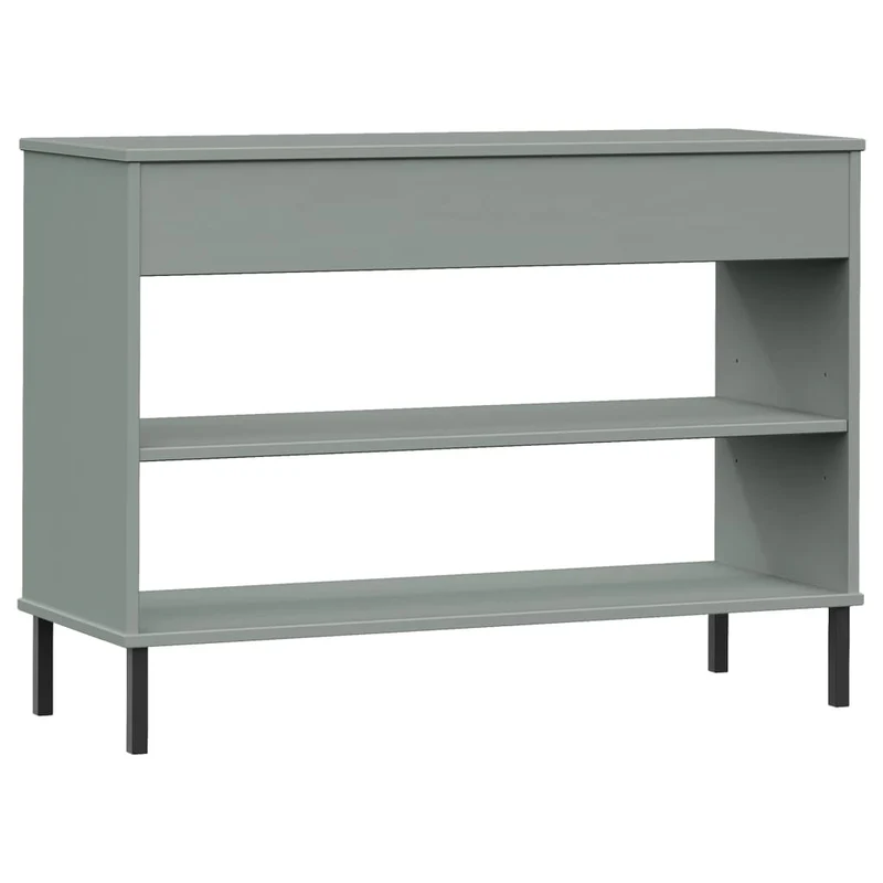 Console Cabinet with Metal Legs Grey Solid Wood Pine "OSLO