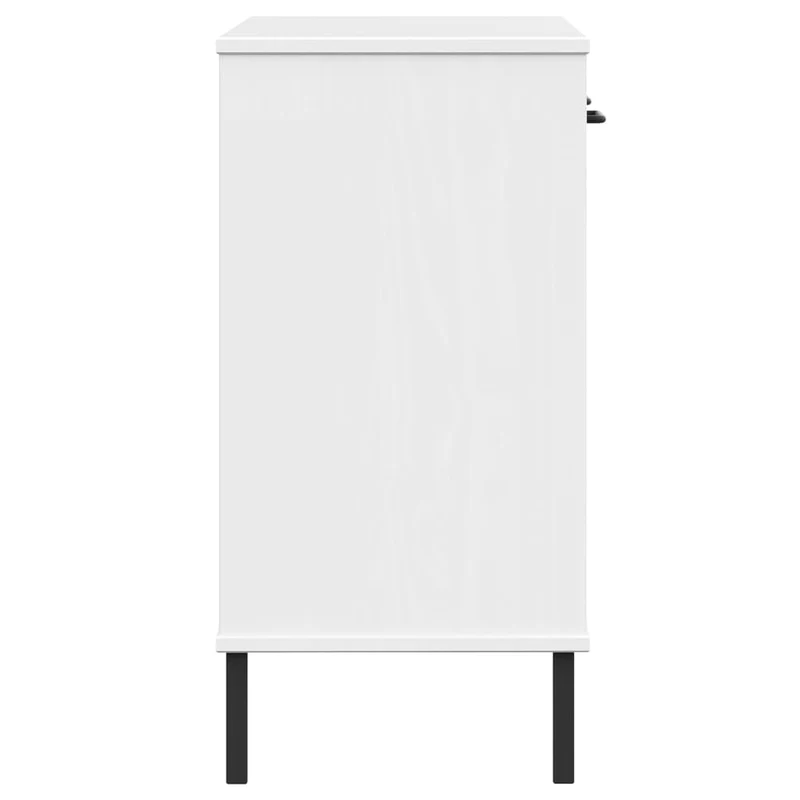 Console Cabinet with Metal Legs White Solid Wood Pine "OSLO
