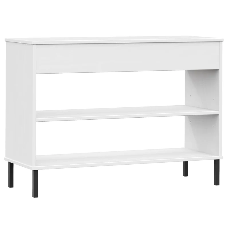 Console Cabinet with Metal Legs White Solid Wood Pine "OSLO