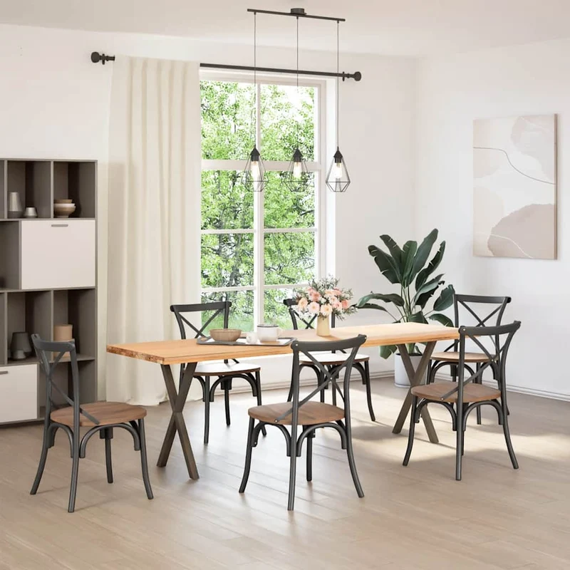 Dining Table Legs X-Shaped 2 pcs Natural Steel 57x(72-73) cm Steel