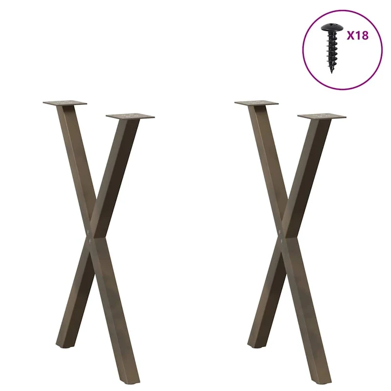 Dining Table Legs X-Shaped 2 pcs Natural Steel 57x(72-73) cm Steel