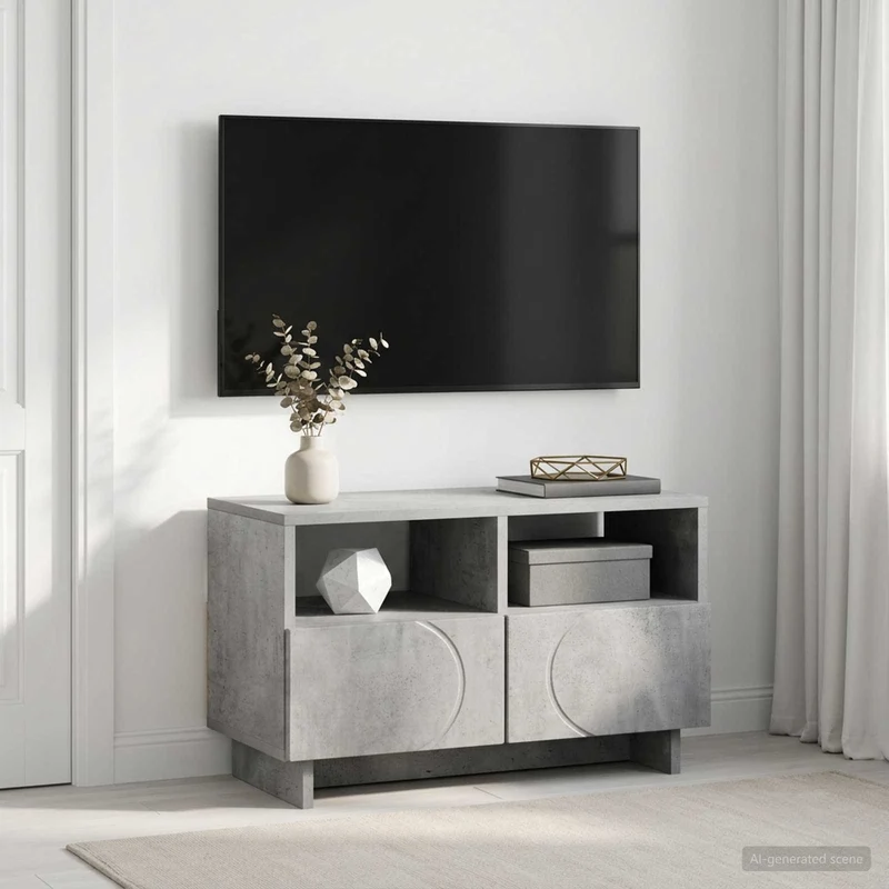 TV Stand 60 x 34.5 x 40 cm Concrete Grey Engineered Wood