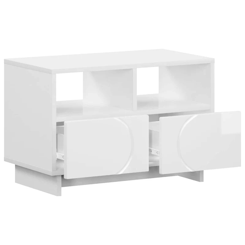 TV Stand 60 x 34.5 x 40 cm High Gloss White Engineered Wood