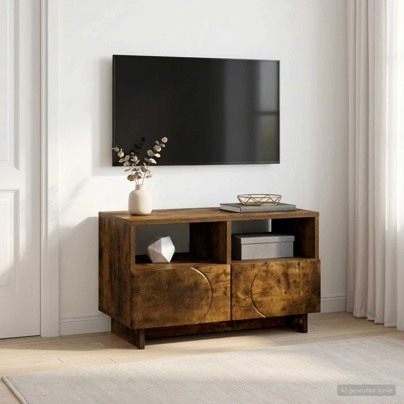 TV Stand 60 x 34.5 x 40 cm Smoked Oak Engineered Wood