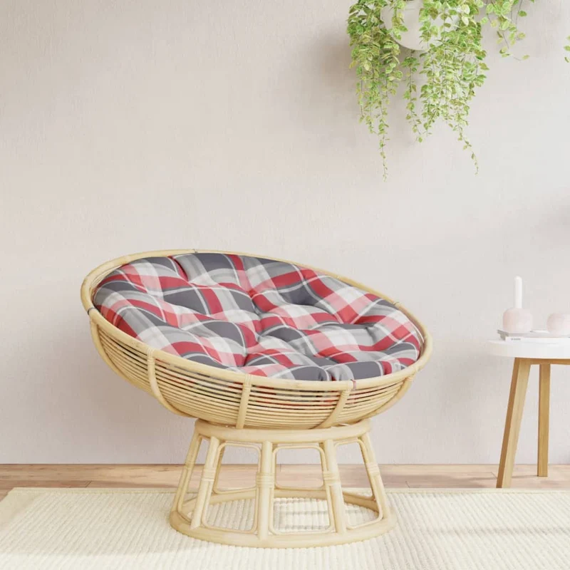 Round Cushion Red Check Pattern Ø 100 x11 cm Oxford Fabric