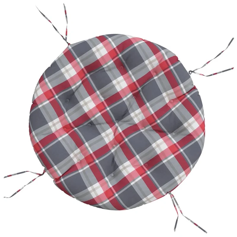 Round Cushion Red Check Pattern Ø 100 x11 cm Oxford Fabric