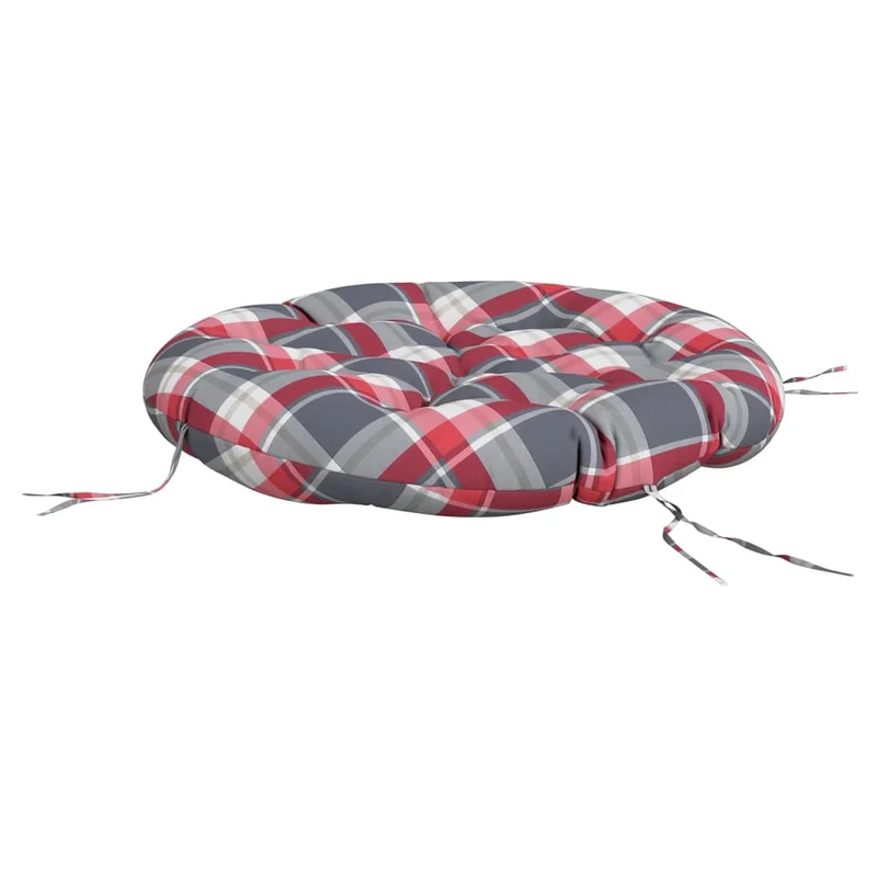 Round Cushion Red Check Pattern Ø 100 x11 cm Oxford Fabric