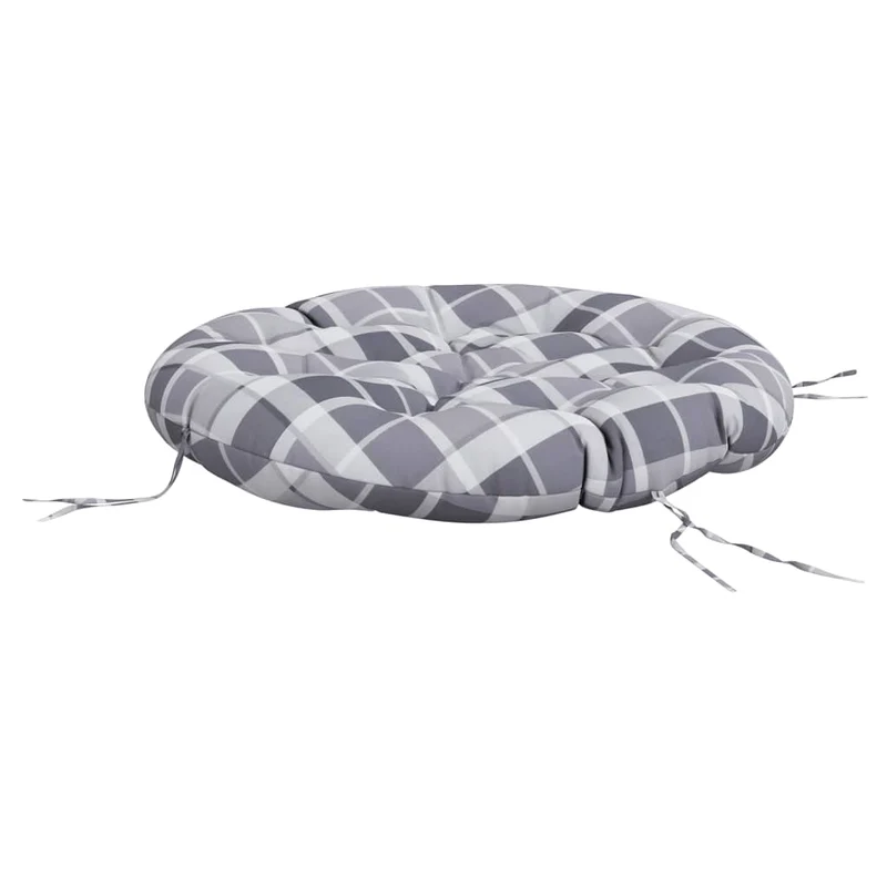 Round Cushion Grey Check Pattern Ø 100 x11 cm Oxford Fabric