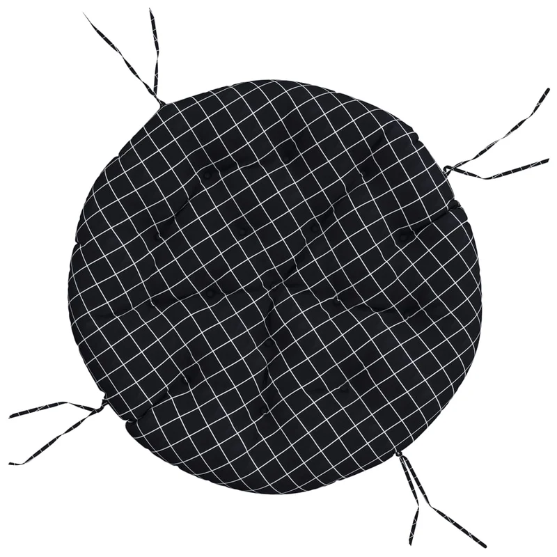 Round Cushion Black Check Pattern Ø 100 x11 cm Oxford Fabric