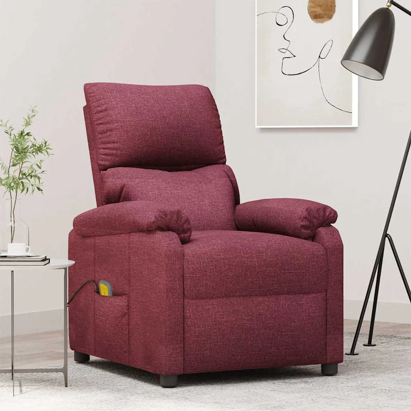 Massage Chair Wine Red Fabric