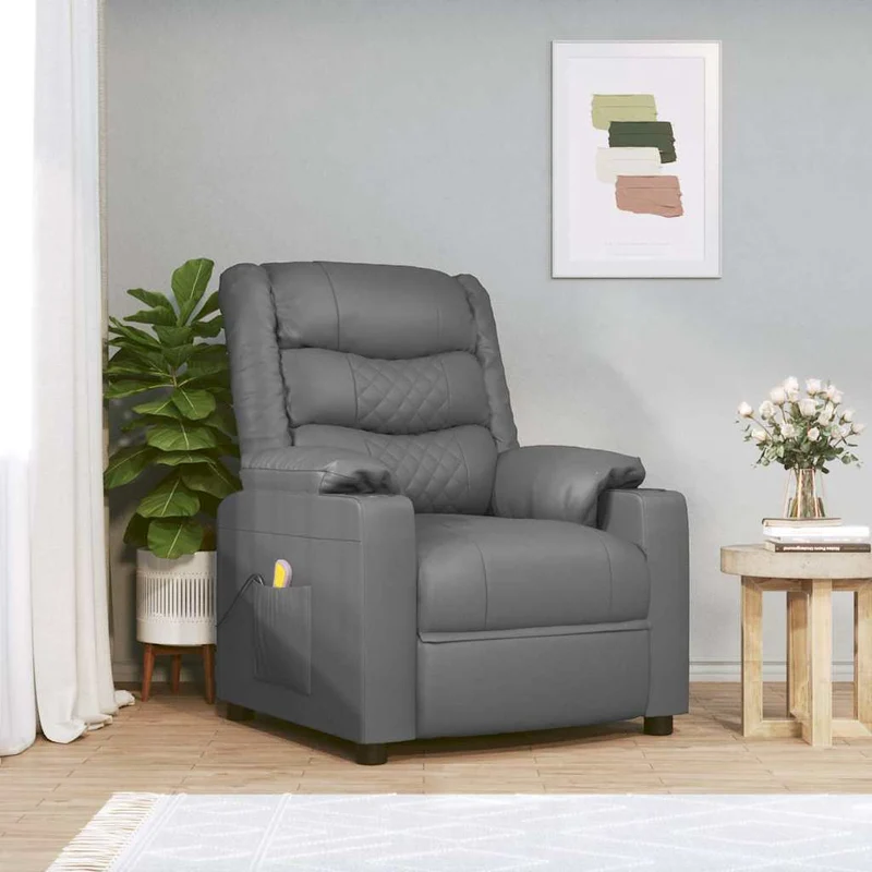 Massage Chair Grey Faux Leather