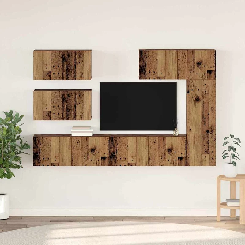 TV Cabinet Set 6 pcs Old Wood Engineered Wood