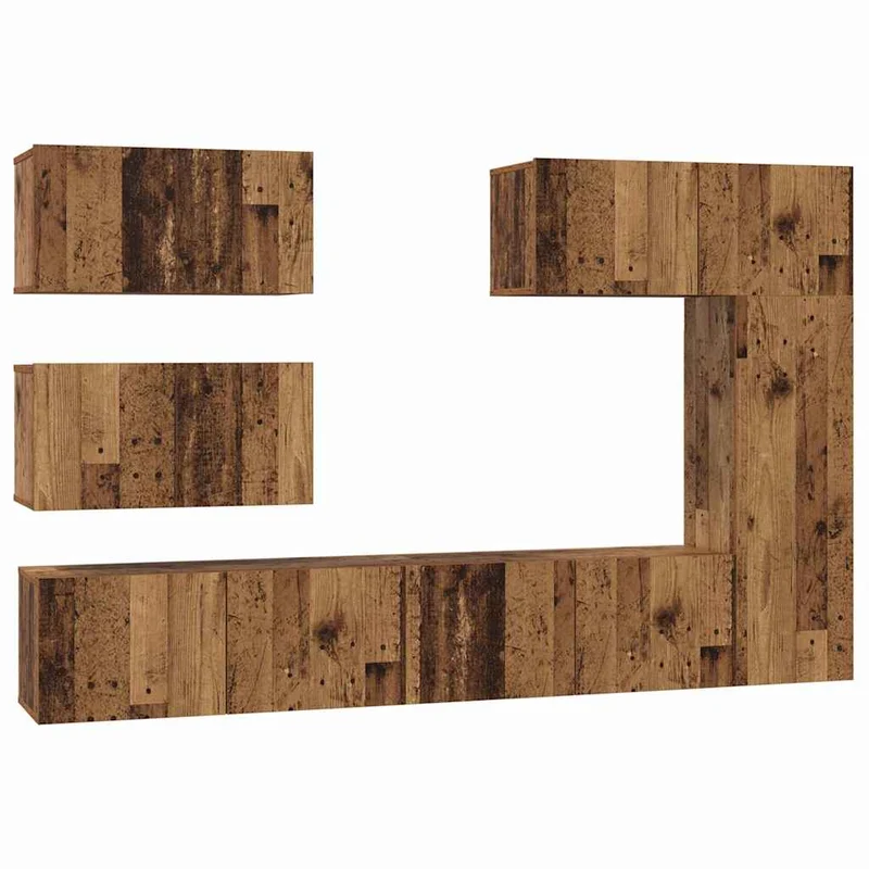 TV Cabinet Set 6 pcs Old Wood Engineered Wood
