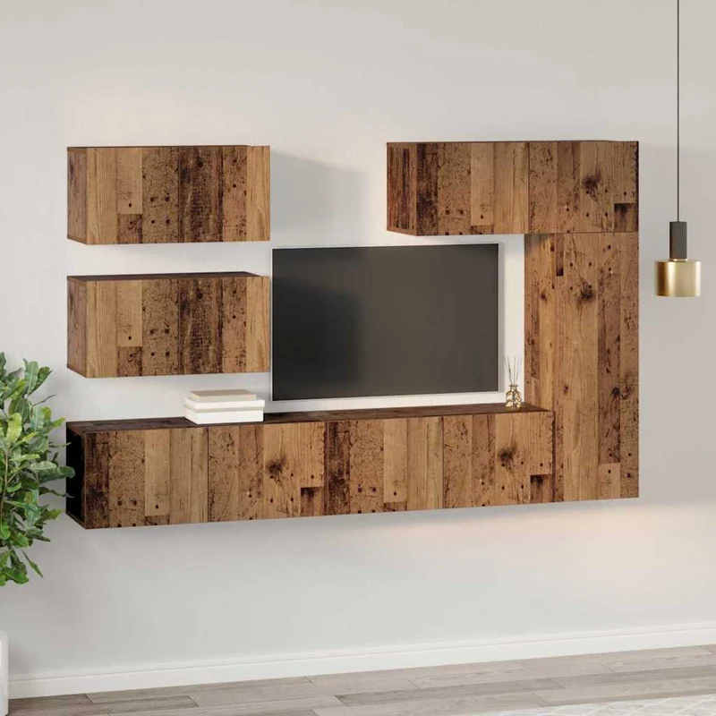 TV Cabinet Set 6 pcs Old Wood Engineered Wood