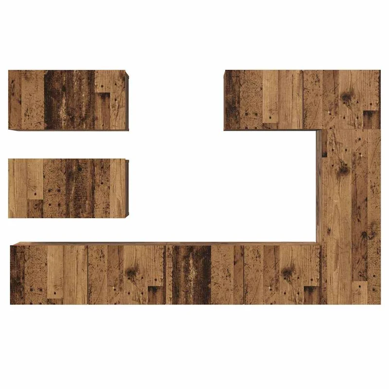 TV Cabinet Set 6 pcs Old Wood Engineered Wood
