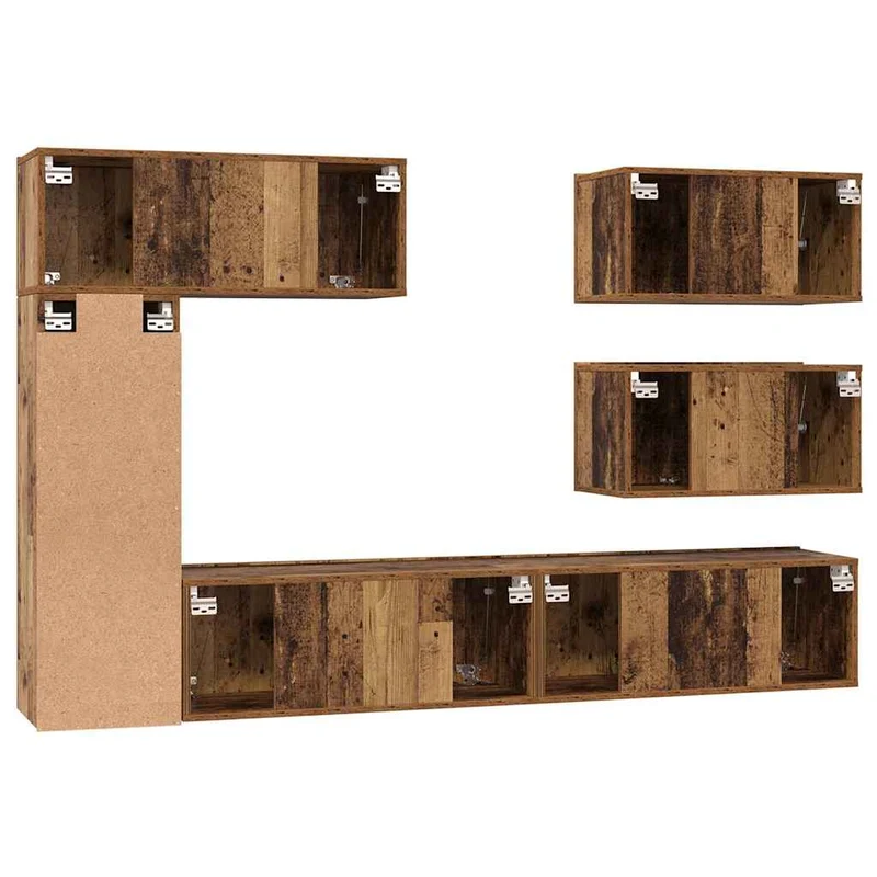 TV Cabinet Set 6 pcs Old Wood Engineered Wood