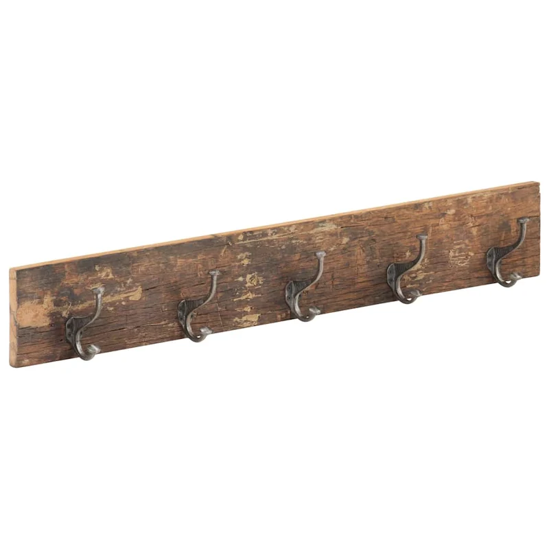 321950 vidaXL Hall Hanger with 5 Hooks 100x2,5x15 cm Solid Reclaimed Wood