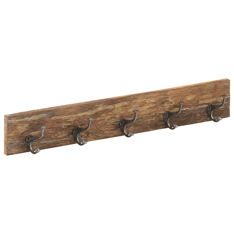 321950 vidaXL Hall Hanger with 5 Hooks 100x2,5x15 cm Solid Reclaimed Wood