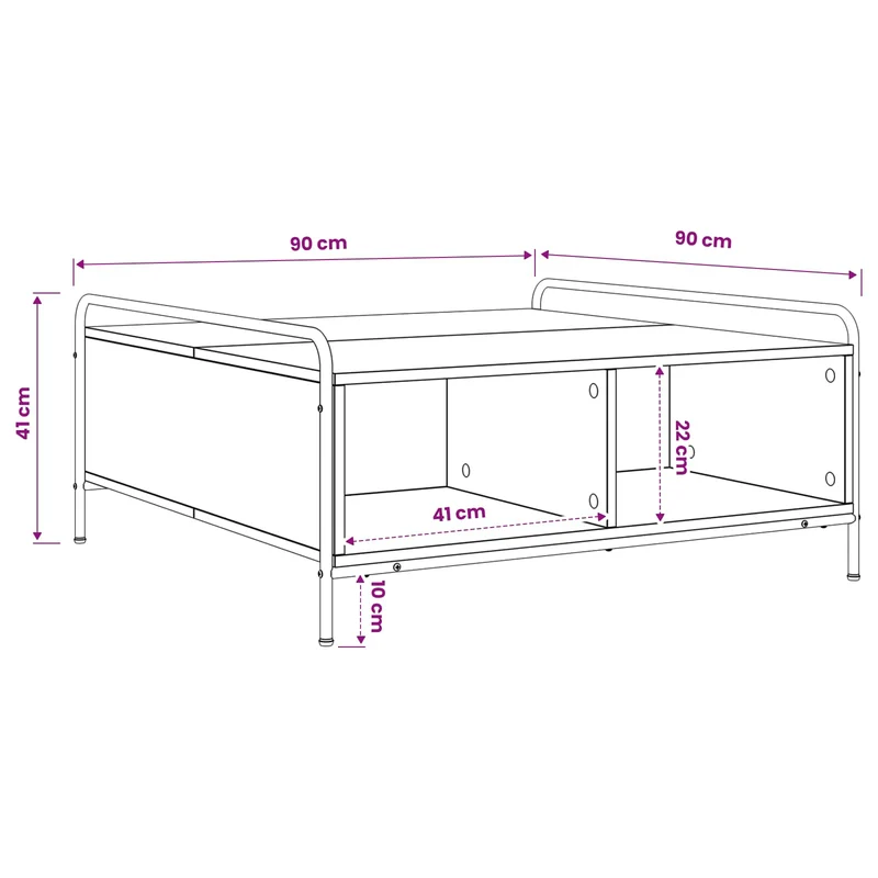 Coffee Table Artisan Oak 90 x 90 x 41 cm Engineered Wood
