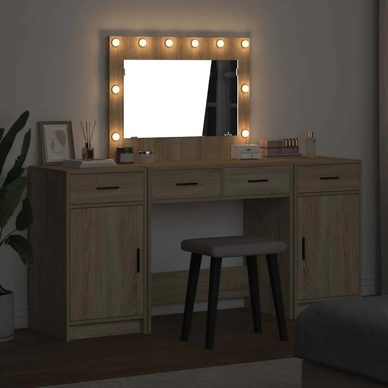 Dressing Table 3 pcs Brown 78.5 x 41 x 135 cm Engineered Wood