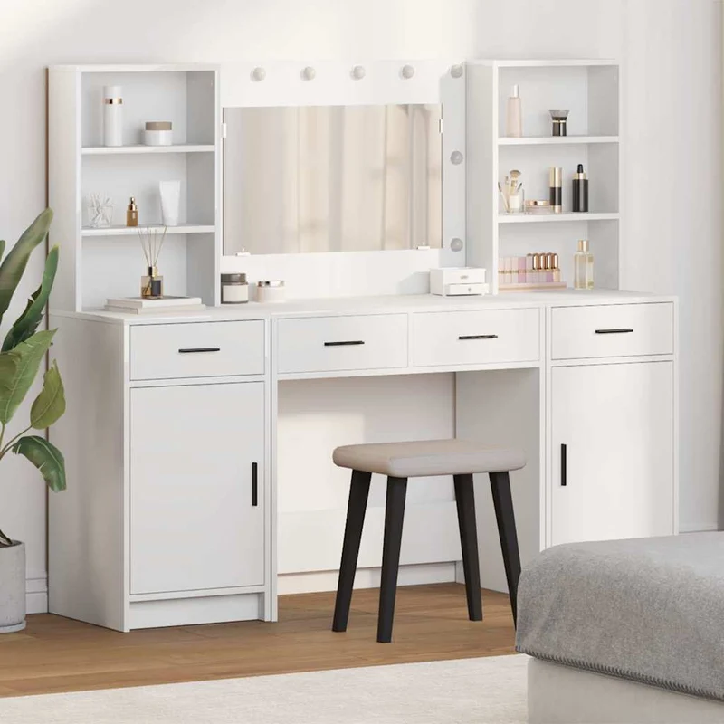 Dressing Table Set 3 pcs White Engineered Wood