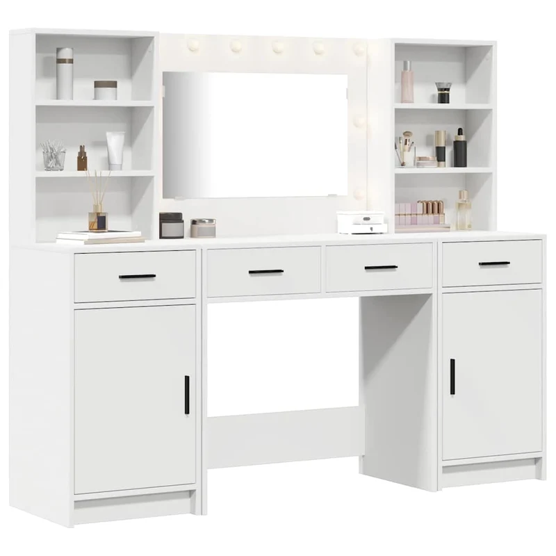 Dressing Table Set 3 pcs White Engineered Wood