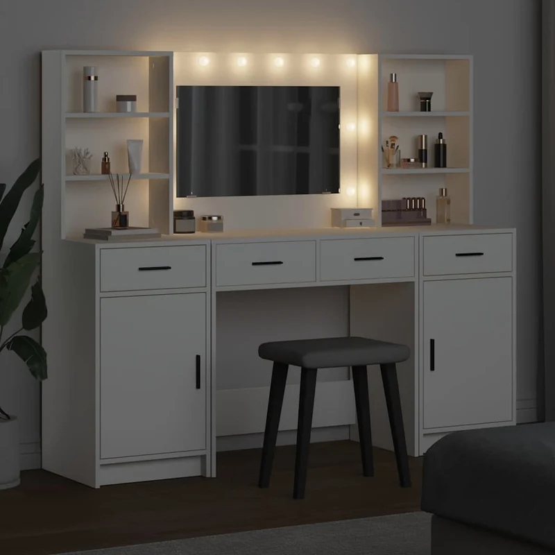 Dressing Table Set 3 pcs White Engineered Wood