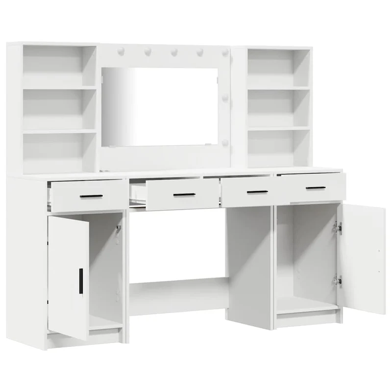 Dressing Table Set 3 pcs White Engineered Wood
