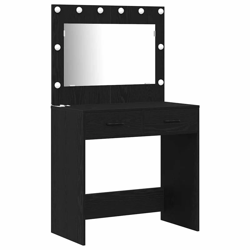 Dressing Table Set 3 pcs Black Oak Engineered Wood