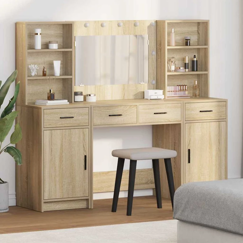 Dressing Table Set 3 pcs Sonoma Oak Engineered Wood