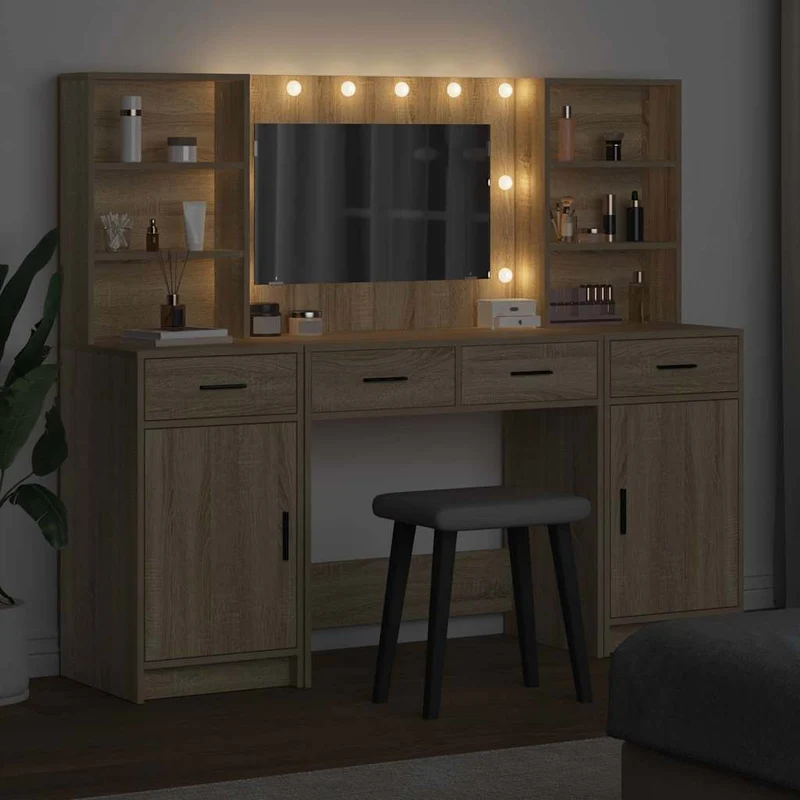 Dressing Table Set 3 pcs Sonoma Oak Engineered Wood
