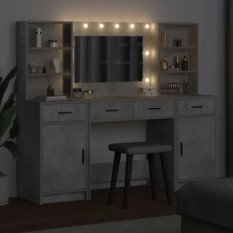 Dressing Table Set 3 pcs Concrete Grey Engineered Wood