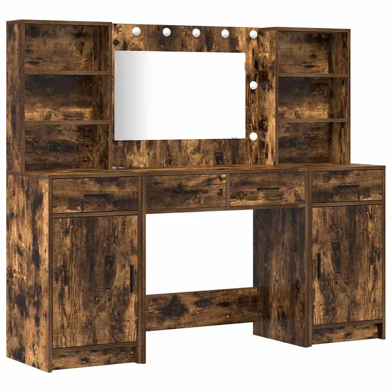 Dressing Table Set 3 pcs Smoked Oak Engineered Wood