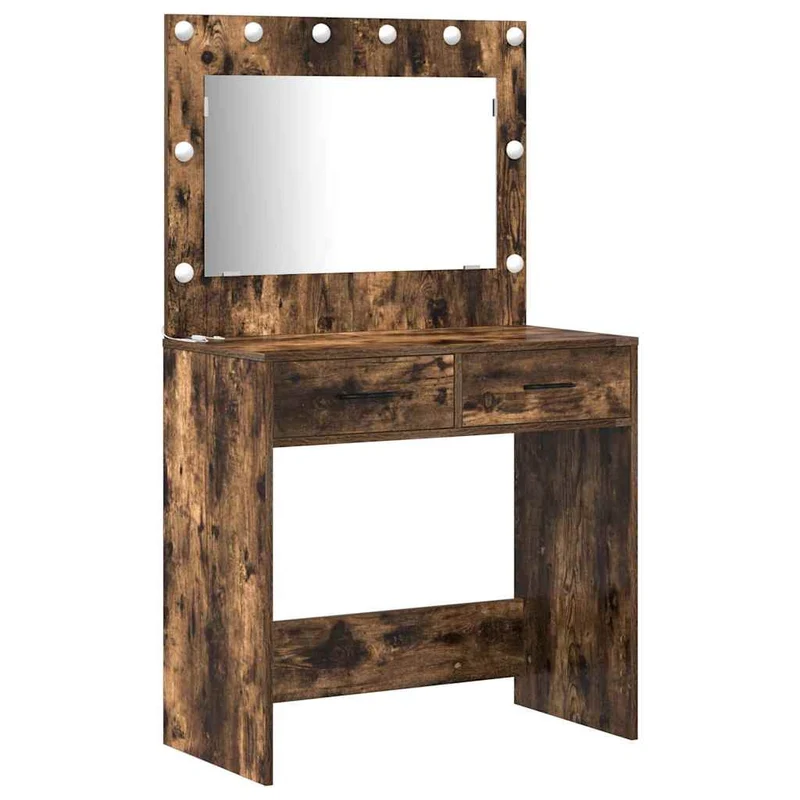 Dressing Table Set 3 pcs Smoked Oak Engineered Wood