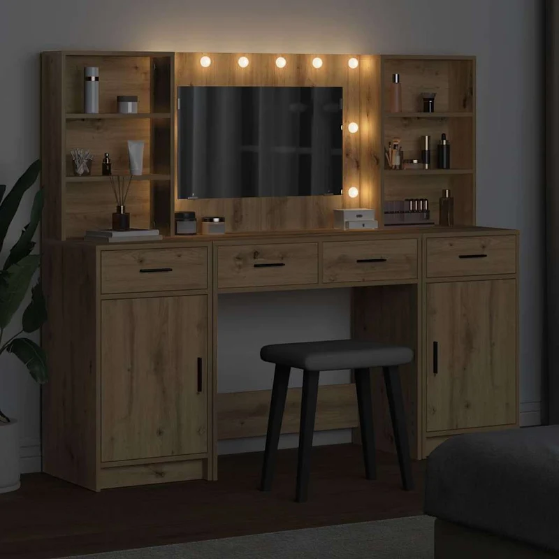 Dressing Table Set 3 pcs Artisan Oak Engineered Wood