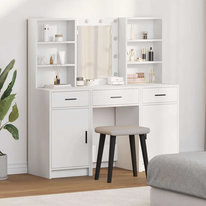 Dressing Table Set 3 pcs White Engineered Wood