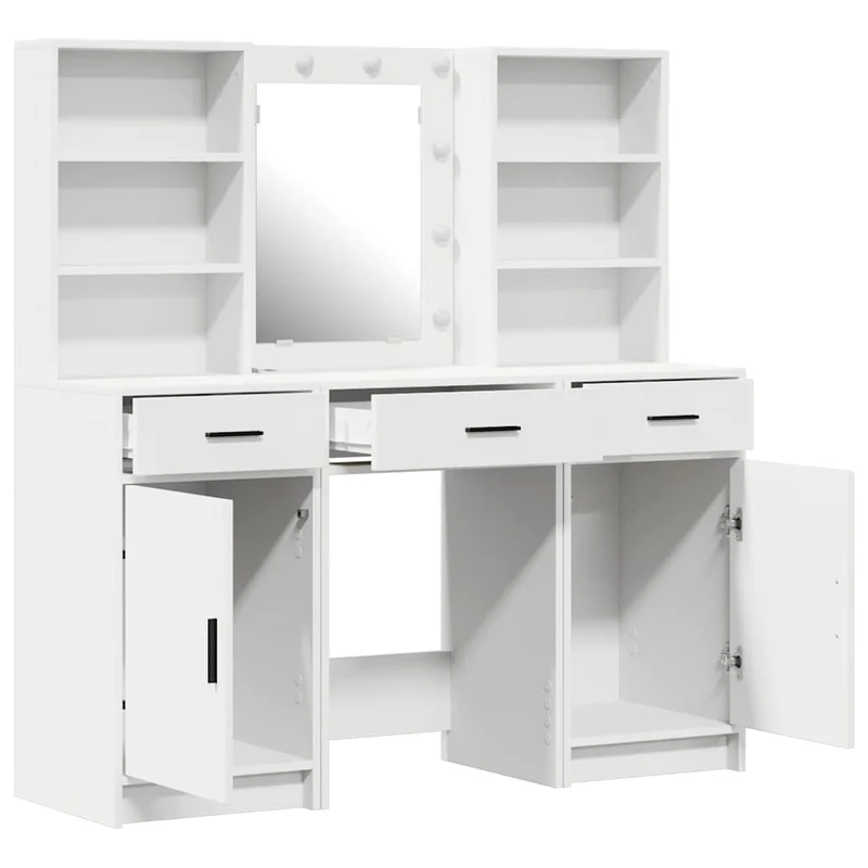 Dressing Table Set 3 pcs White Engineered Wood