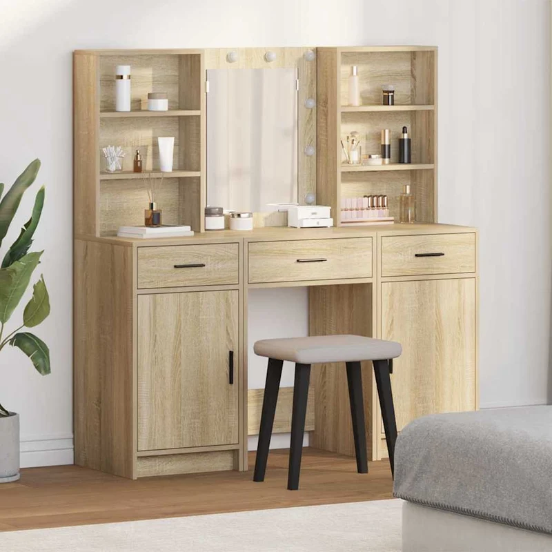 Dressing Table Set 3 pcs Sonoma Oak Engineered Wood
