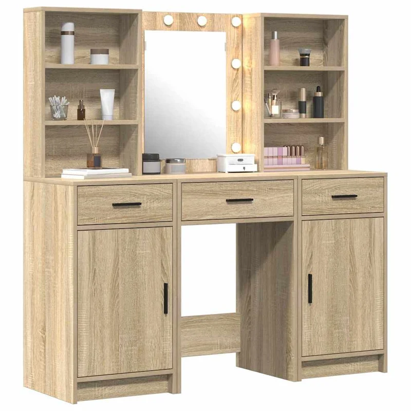 Dressing Table Set 3 pcs Sonoma Oak Engineered Wood