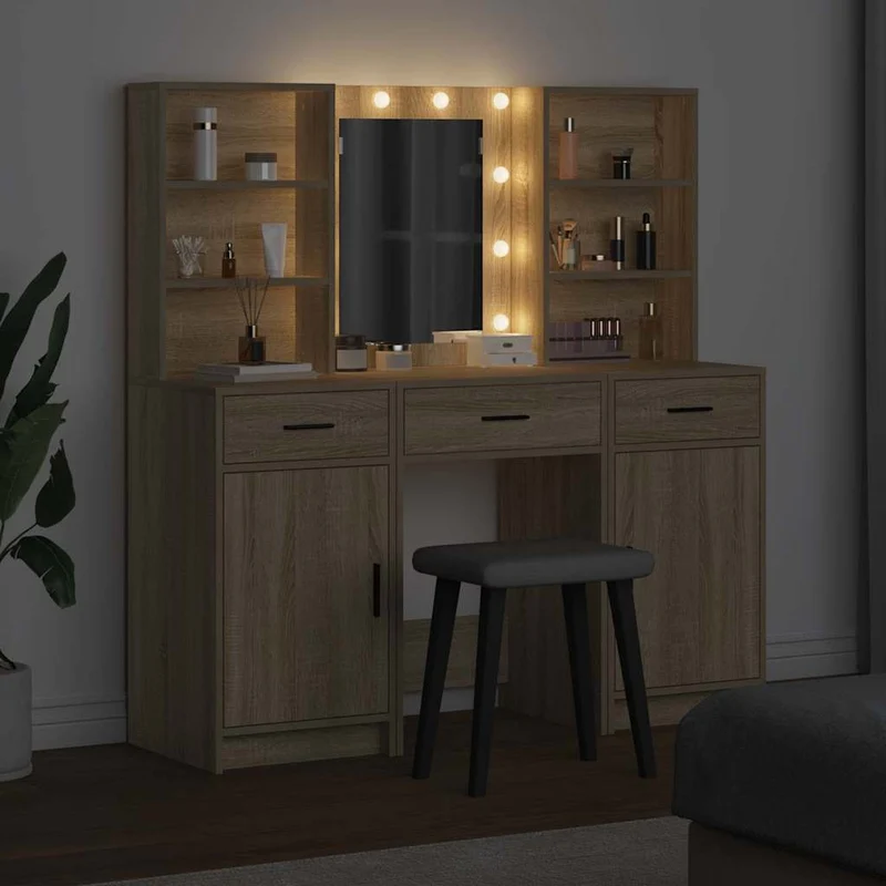 Dressing Table Set 3 pcs Sonoma Oak Engineered Wood