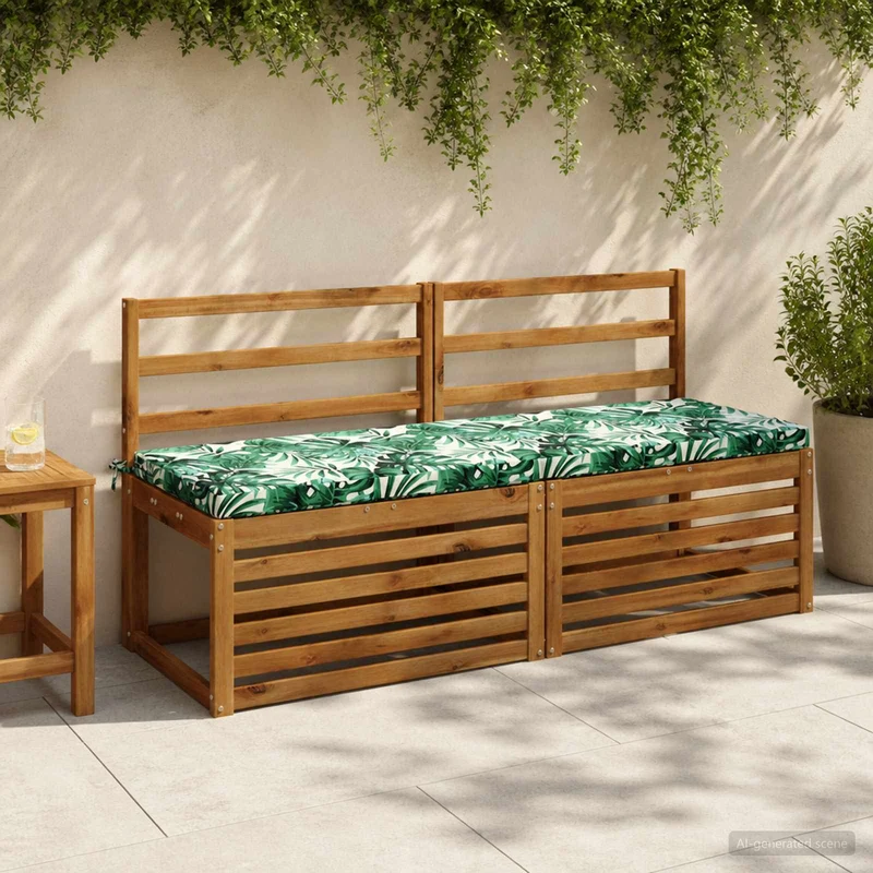 Bench Cushion SOEST 100% Polyester Leaf Pattern 140 x 50 x 5 cm