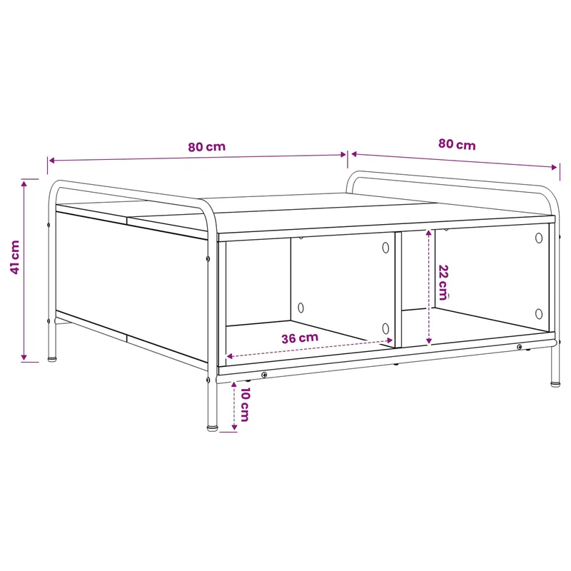Coffee Table Grey Sonoma 80 x 80 x 41 cm Engineered Wood